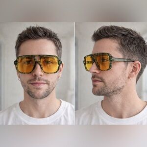 Oversized Tortoiseshell Aviator Sunglasses – Amber Lens Statement Frames | Retro